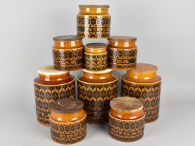 Nine Various Hornsea Heirloom Storage Jars, Tallest 20cm and Smallest 7cm