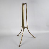 A Late 19th Century Brass Tripod Stand with Swivel Top and Hoof Feet, 64cms High