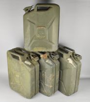 Four Green Painted Jerry Cans with War Department Crows Foot Marks