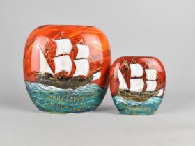 Two Anita Harris Art Pottery Vases, The Mayflower, 19cm and 12.5cm high