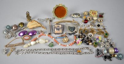 A Collection of Various Costume Jewellery to include Jewelled Clip On Earrings, Cufflinks. Tie Clip,