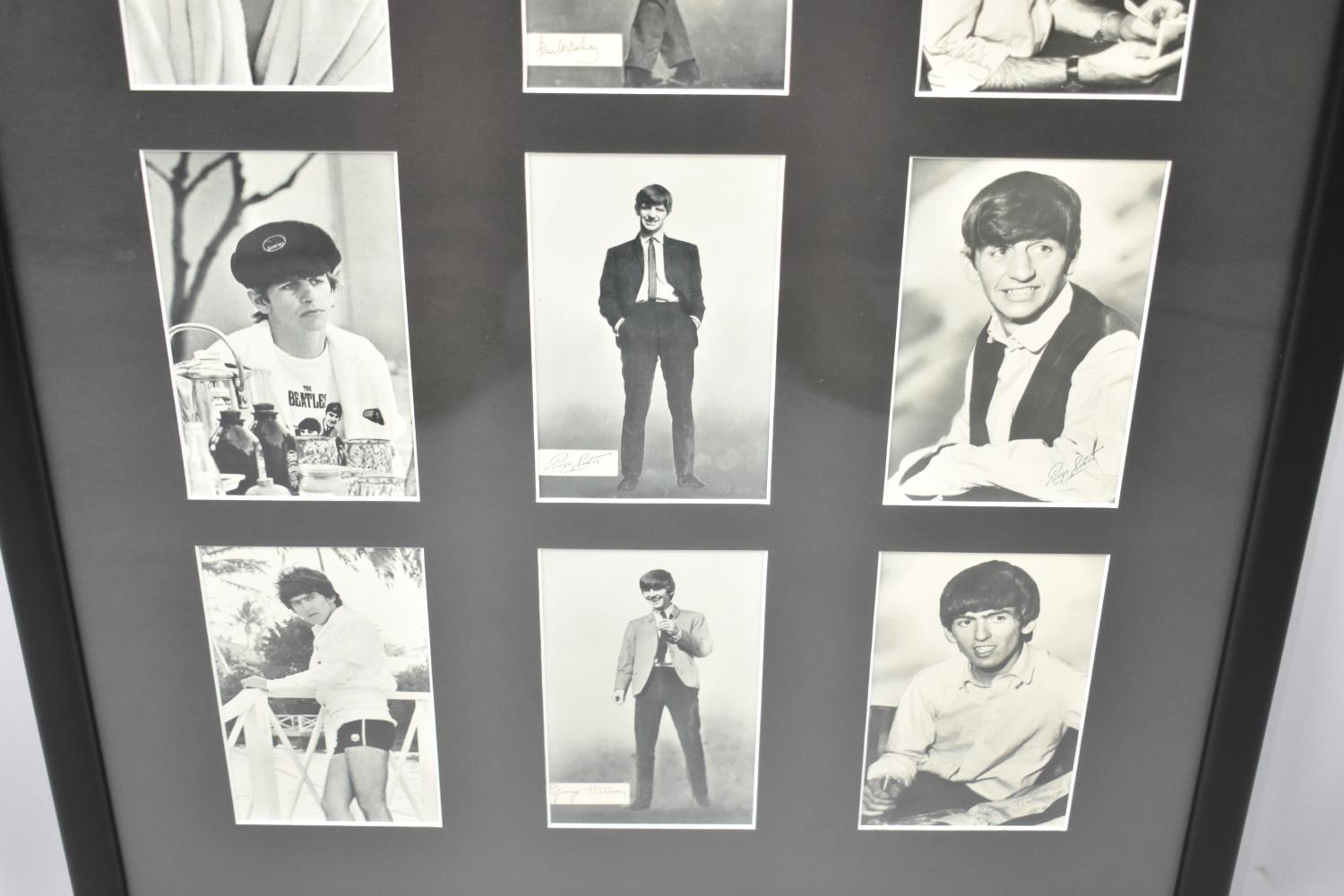 A Framed Set of Twelve Monochromed Beatles Cards, Framed 38x75cms - Image 3 of 3