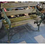 A Cast Metal Ended and Wooden Slatted Garden Bench, 102cm wide