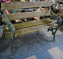 A Cast Metal Ended and Wooden Slatted Garden Bench, 102cm wide