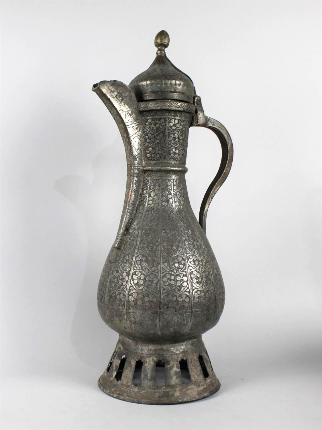 A Large Islamic Tinned Copper Ewer, Hinged Lid, 51cms High - Image 2 of 6