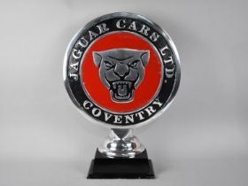 A Reproduction Painted Aluminium Circular Sign for Jaguar Cars Ltd, Coventry, 51cms High and 38cms