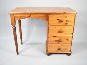 A Modern Pine Kneehole Desk or Dressing Table with Four Drawers, 98cms Wide