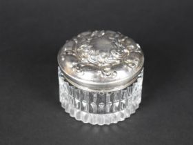 A Sterling Silver Topped Glass Dressing table Pot, 6cms Diameter and 5cms High