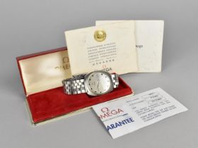 A 1970's Stainless Steel Omega De Ville Automatic Wrist Watch, the Silvered Dial with Date Aperture,