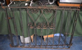 A Pair of Black Painted Wrought Metal Entrance Gates, 117x93cm high