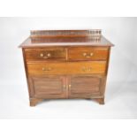 A Galleried Edwardian Mahogany Side Chest with Two Short and One Long Drawer over Cupboard Base,
