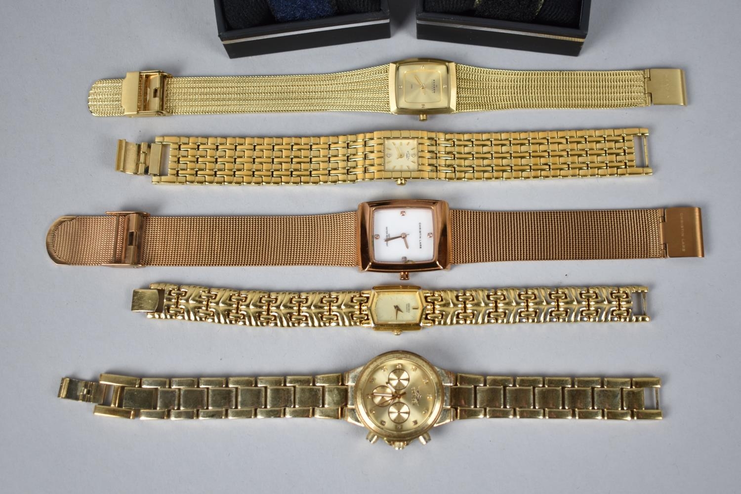 A Collection of Five Gold Plated Wrist Watches to include Christin Lars, Seiko, Rotary, Skagen and - Image 3 of 3
