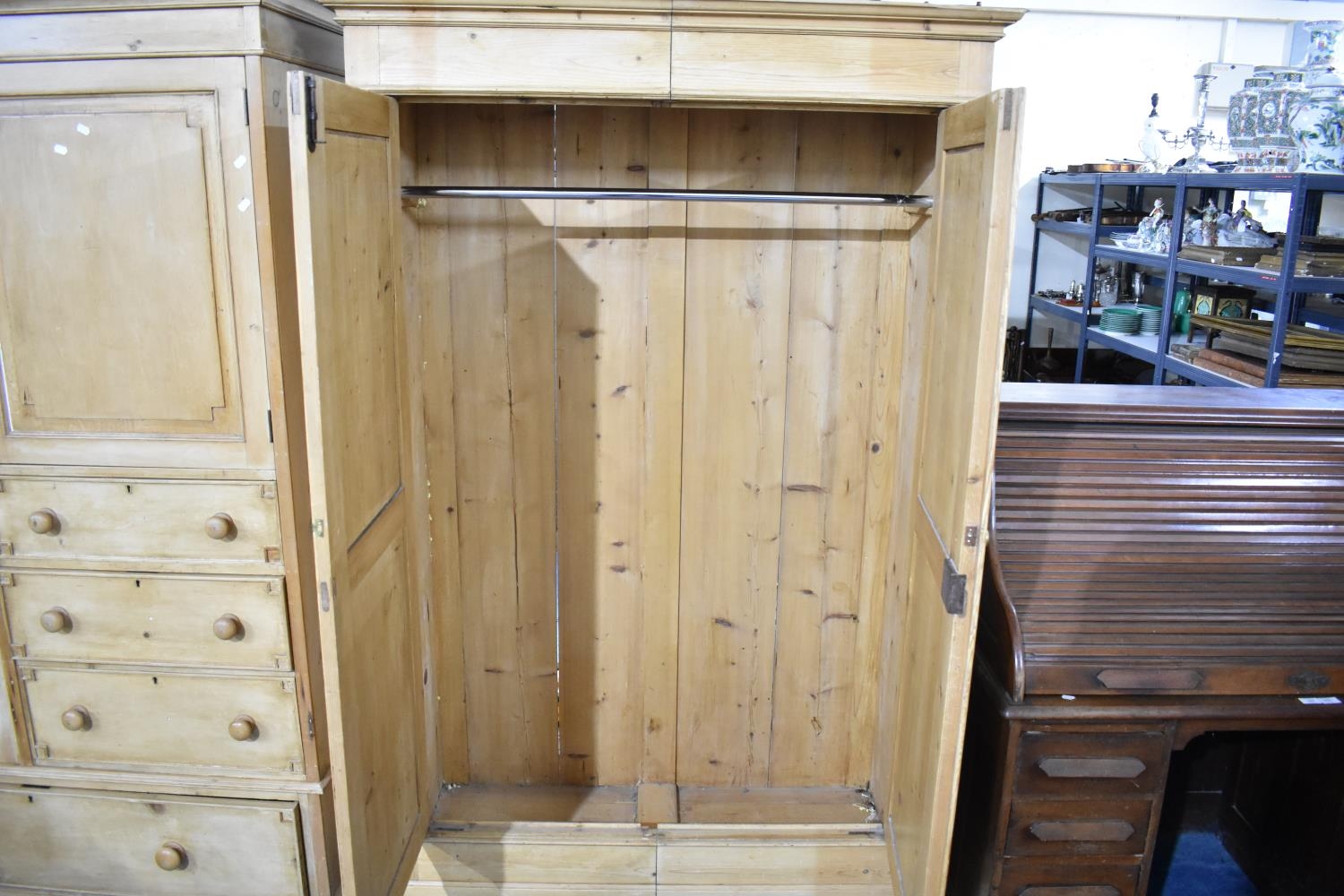 A Stripped Pine Double Wardrobe, 127cms Wide - Image 2 of 2