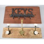 A Modern Cast Metal and Wooden Key Rack and a Wall Mounting Coat Rack