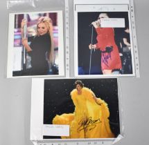 A Collection of Signed Photographs to Comprise Geri Halliwell, Shirley Bassey and Debbie Harry