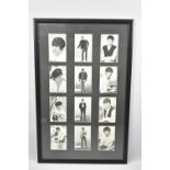 A Framed Set of Twelve Monochromed Beatles Cards, Framed 38x75cms