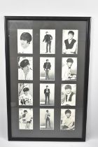 A Framed Set of Twelve Monochromed Beatles Cards, Framed 38x75cms