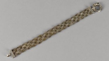 A Silver Weave and Ball Bracelet with a Strong Clasp, Hallmark B.J.B, 19cm Long