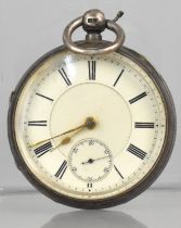 A Silver Cased Open Pocket Watch, the Silver Case with Chester Hallmark and Makers Mark for Joshua