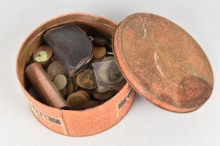 A Vintage Tin Containing Various Vintage Copper and Plated Coinage