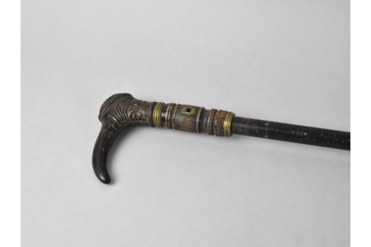 An Interesting 19th Century Ladies Riding Crop with Carved Handle and Leather Covered Shaft, 80cms - Image 2 of 2