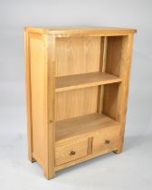 A Modern Shelved Bookcase with two Base Drawers, 76cms Wide and 106cms High