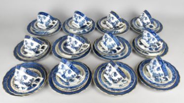 A Collection of Booths "Real Old Willow" Pattern Teawares to Comprise Twelve Cups, Twelve Saucers