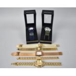 A Collection of Five Gold Plated Wrist Watches to include Christin Lars, Seiko, Rotary, Skagen and
