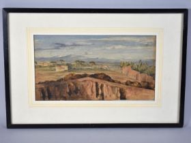 A 19th Century Grand Tour Watercolour Depicting "View from Balcony", 33x18cms