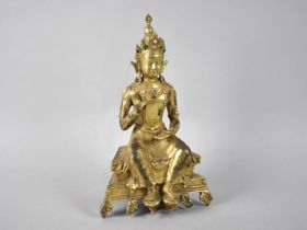 A Bronze Study of Seated Thai Buddha with Jewelled Decoration, 24cms High