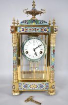 A Large and Impressive Gilt Brass and Cloisonne Enamel Reproduction Four Glass Clock in the French