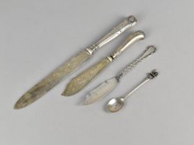 A Collection of Silver and Silver Mounted Items to Comprise Silver Butter Curling Knife, Teaspoon