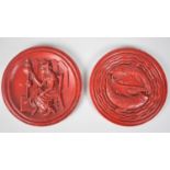 A Pair of Reproduction Circular Wax Seals, 14cms Diameter