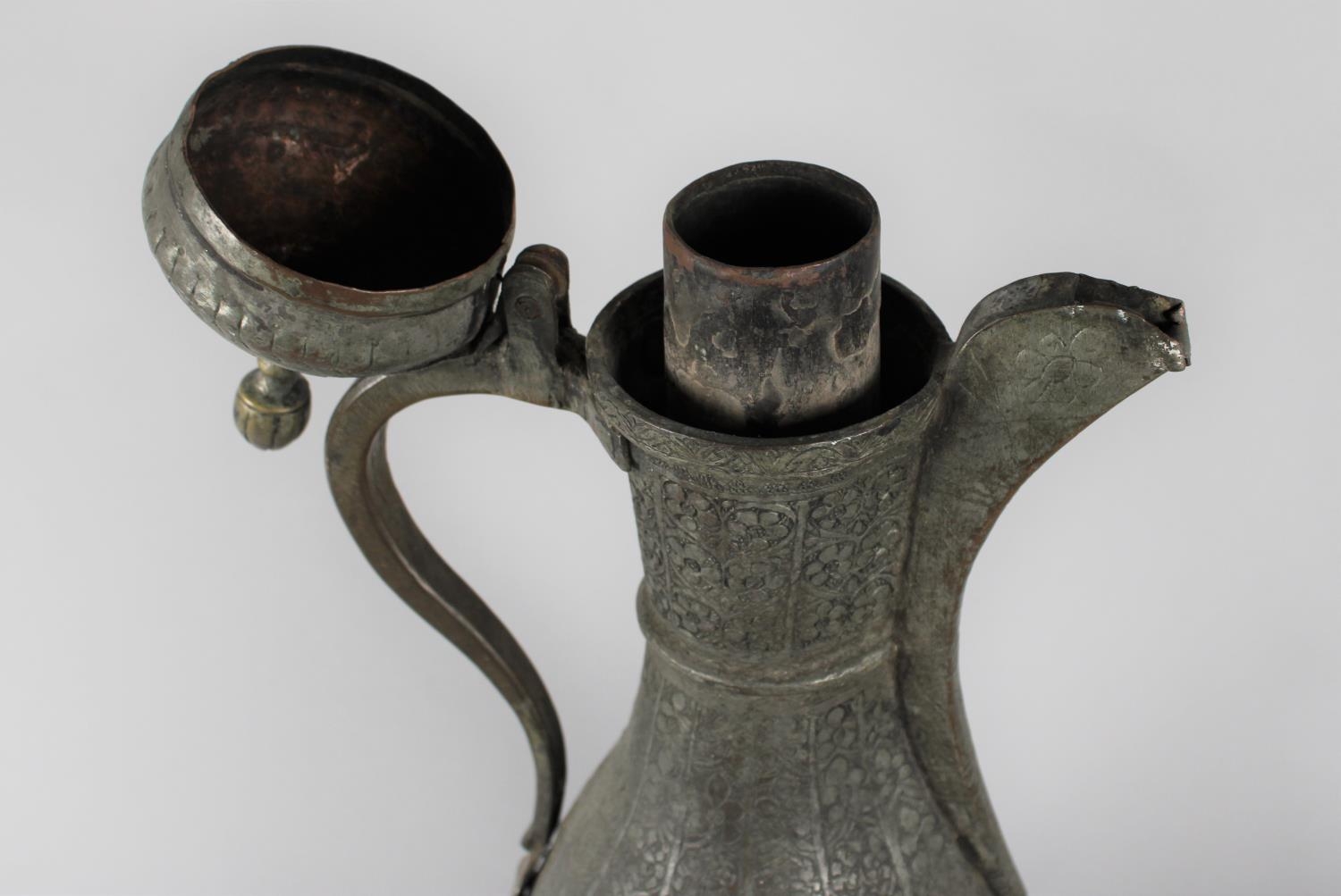A Large Islamic Tinned Copper Ewer, Hinged Lid, 51cms High - Image 5 of 6