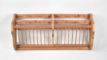 A Late 20th Century Wall Hanging Stained Pine Plate and Cup Rack, 95cms Wide