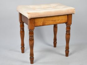 A Modern Stained Pine Framed Dressing Table Stool, 44cms Wide