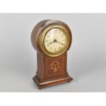 An Edwardian Inlaid Mahogany Balloon Clock, Movement in Need of Attention, 22cms High