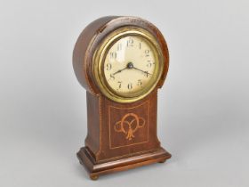 An Edwardian Inlaid Mahogany Balloon Clock, Movement in Need of Attention, 22cms High