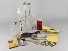 A Collection of Various Ladies Dressing Table Items to Comprise Glass Bottles, Enamelled Dressing