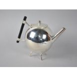 A Reproduction Silver Plated Dresser Style Globular Teapot with Ebonized Wooden handle, 18cms High