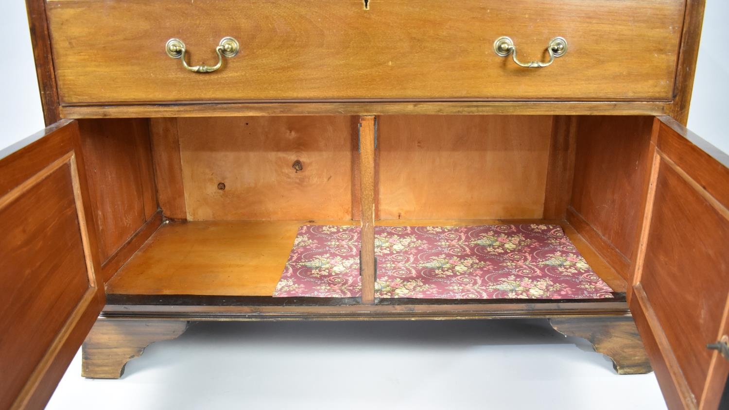 A Galleried Edwardian Mahogany Side Chest with Two Short and One Long Drawer over Cupboard Base, - Image 3 of 3
