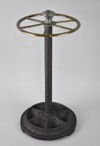 An Edwardian Metal Six Division Umbrella Stand with Drip Base and Slated Circular Top, 21cms