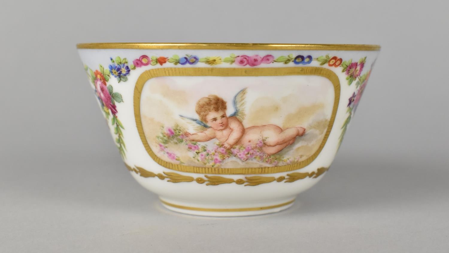 A Sevres Porcelain Cup Decorated with Cherub Cartouche with Gilt Detailing, Laurel Wreaths and - Image 2 of 4
