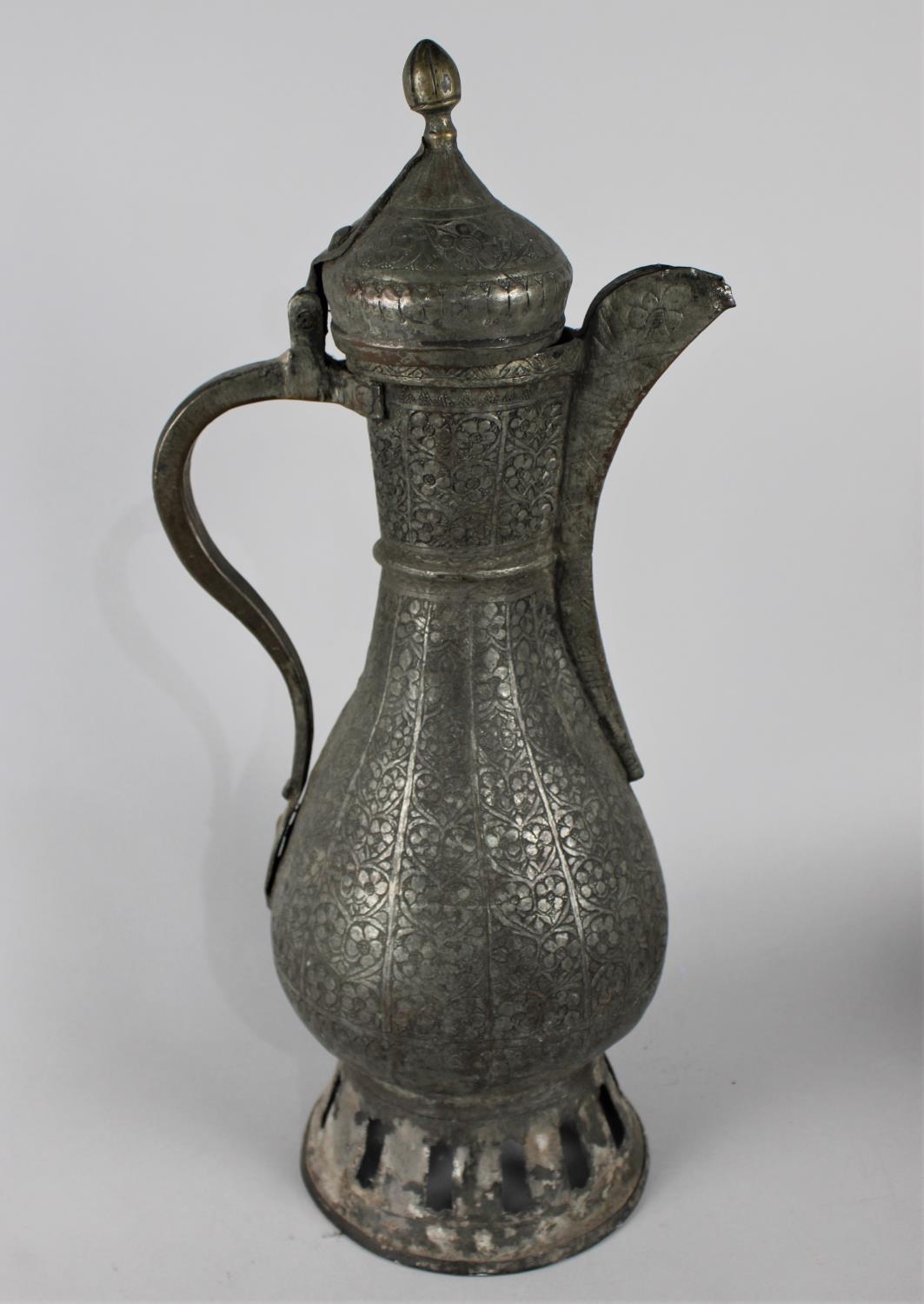 A Large Islamic Tinned Copper Ewer, Hinged Lid, 51cms High - Image 4 of 6