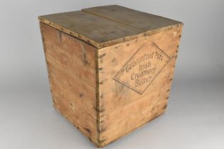 A Vintage Pine 'Guaranteed Pure Irish Creamery Butter' Box with Hinged Lid, 34x37cm