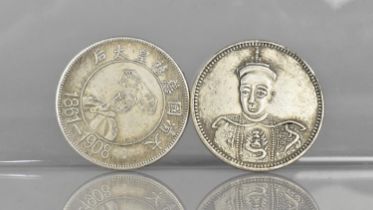 Two Chinese White Metal Medallions