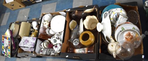 Five Boxes of Various Ceramics, Horse Ornament, Plates, Teawares, Records, Glassware etc