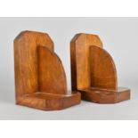 A Pair of Edwardian Oak Bookends, 15.5cms High