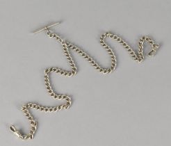 A Silver Watch Chain with Bars and Lobster Fasteners