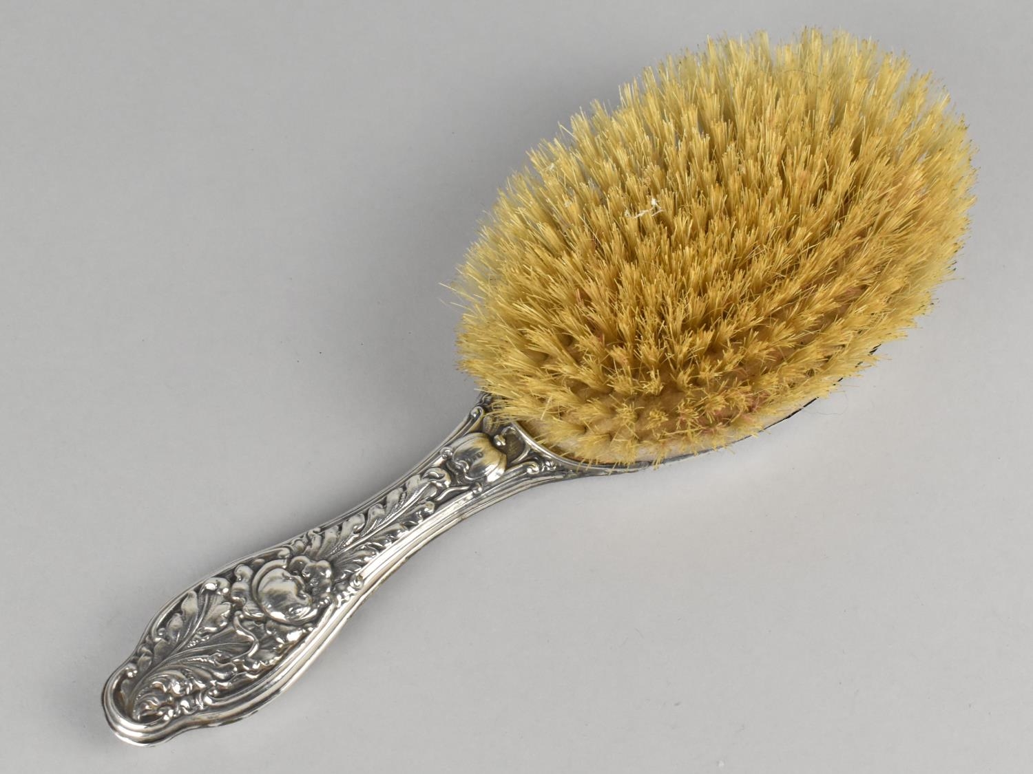A Silver Mounted Dressing Table Brush with Floral Scrolled Repousse Decoration by S.D & S Ltd, - Image 2 of 2